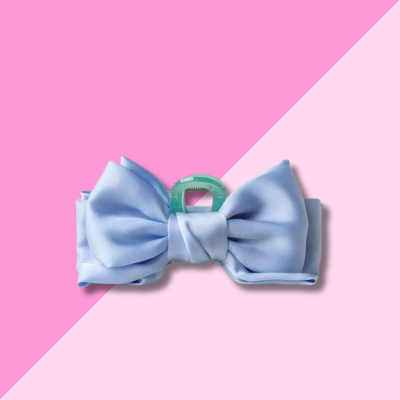 Satin Bow Claw Clip - Blue