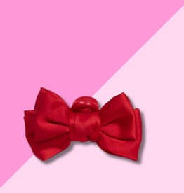 Mini Satin Bow Claw Clip - Red