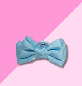 Mini Satin Bow Claw Clip - Blue