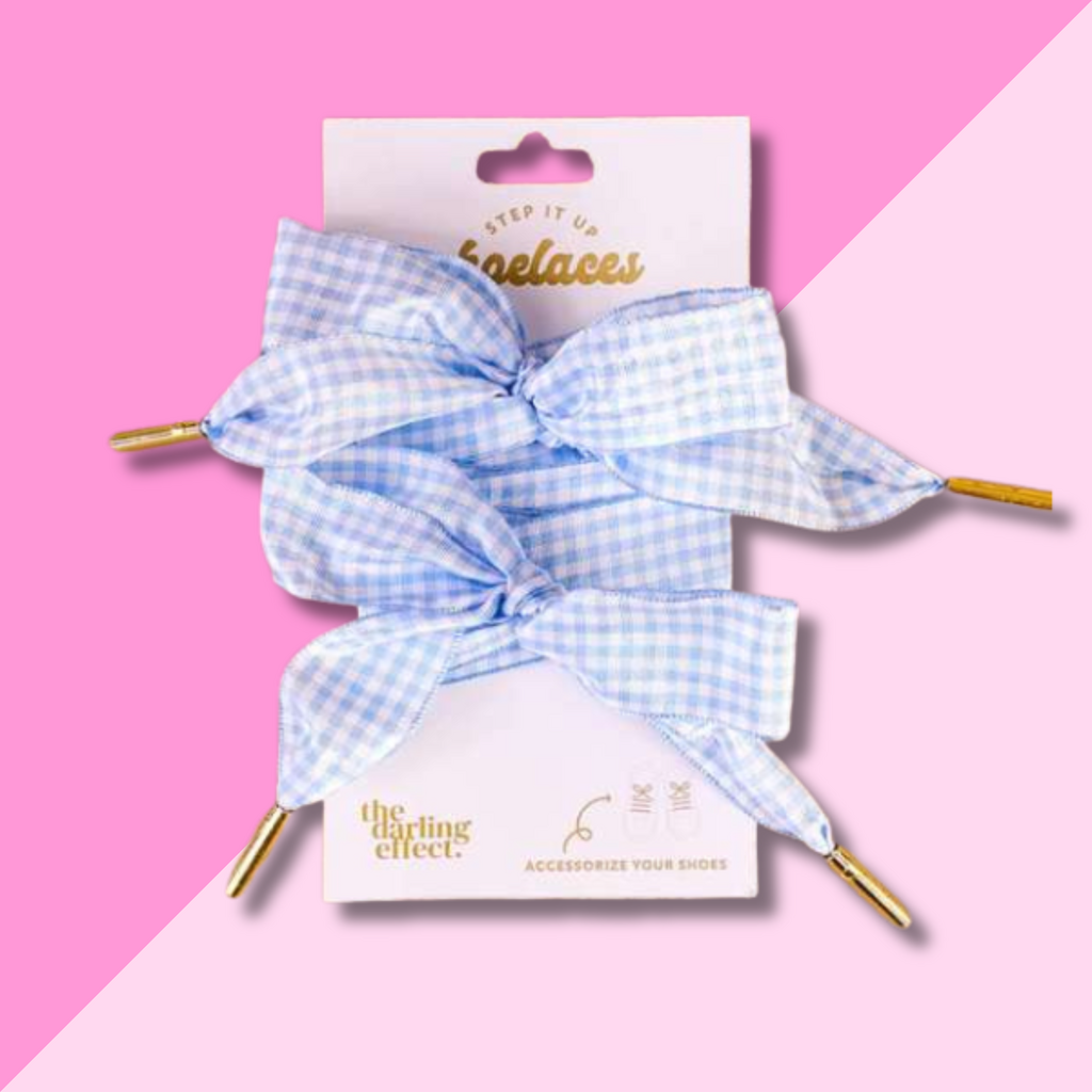 Light Blue Gingham Shoelaces