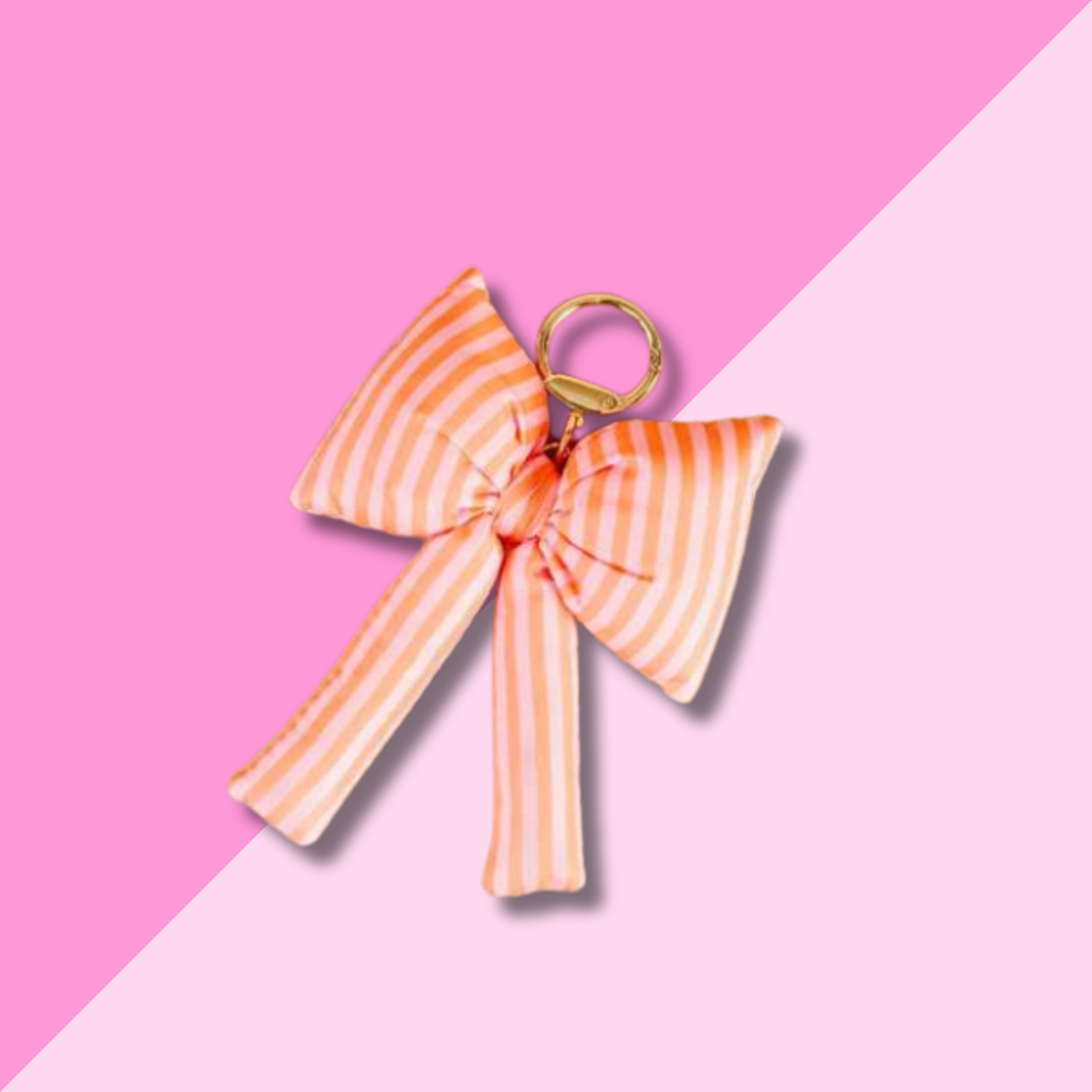 Puffy Bow Bag Charm - Sherbet Stripes