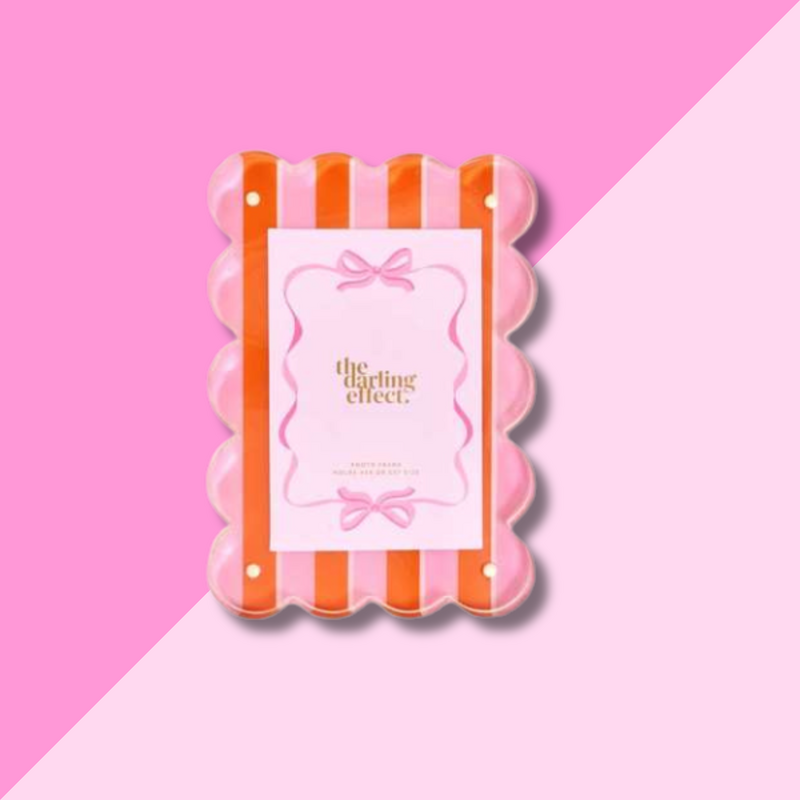 Rectangle Scalloped Acrylic Frame - Sicily Stripes Pink