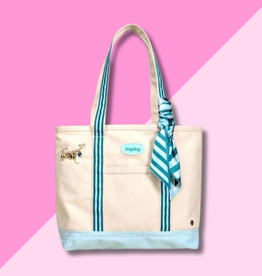 Canvas Tote Bag - Sicily Stripes Teal