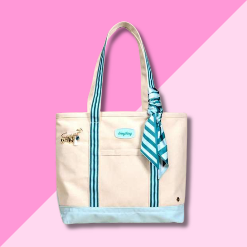 Canvas Tote Bag - Sicily Stripes Teal