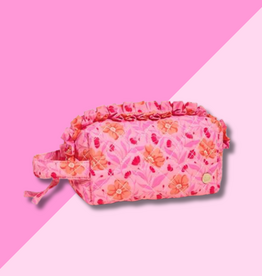Quilted Cosmetic Pouch - Poppin' Petals Hot Pink