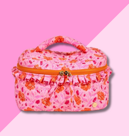 Quilted Cosmetic Bag - Poppin' Petals Hot Pink