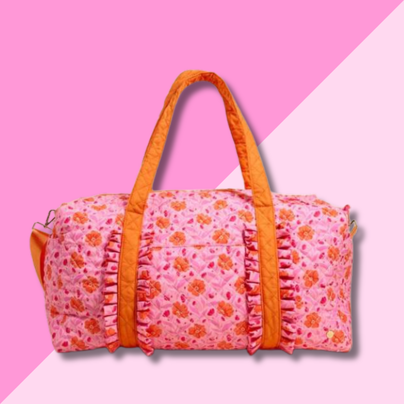 Quilted Weekender Bag - Poppin' Petals Hot Pink