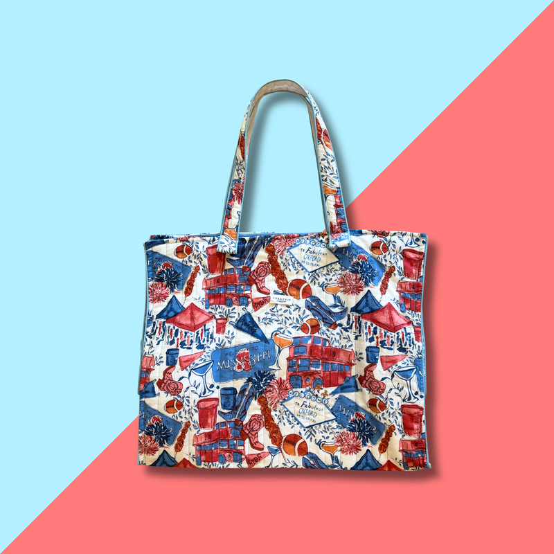 chakeris Oxford Toile Quilted Tote Bag