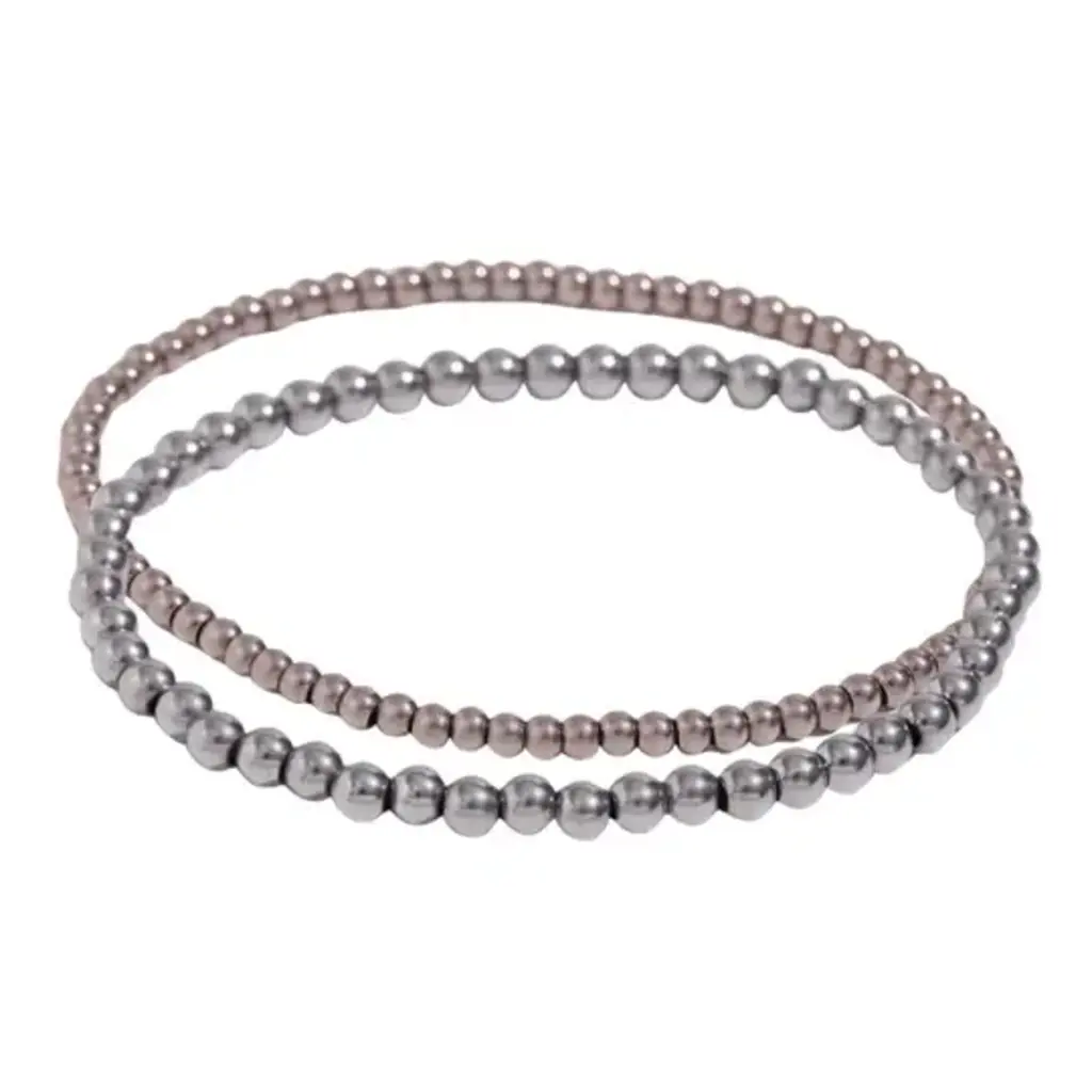 Hjane Jewels S/M Silver Beaded Bracelet Stack