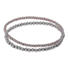 Hjane Jewels S/M Silver Beaded Bracelet Stack