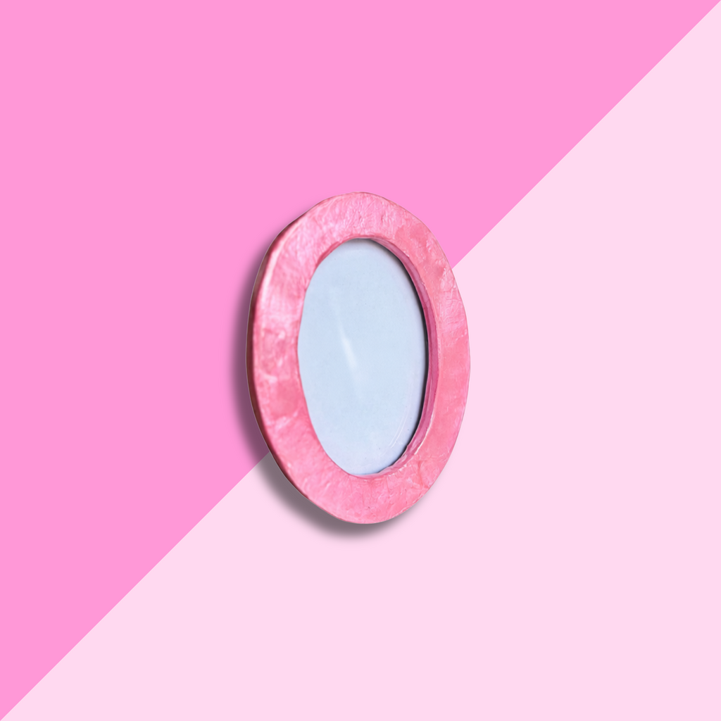 Capiz Mini Oval Frame 2.5 x 3.5 - Pink