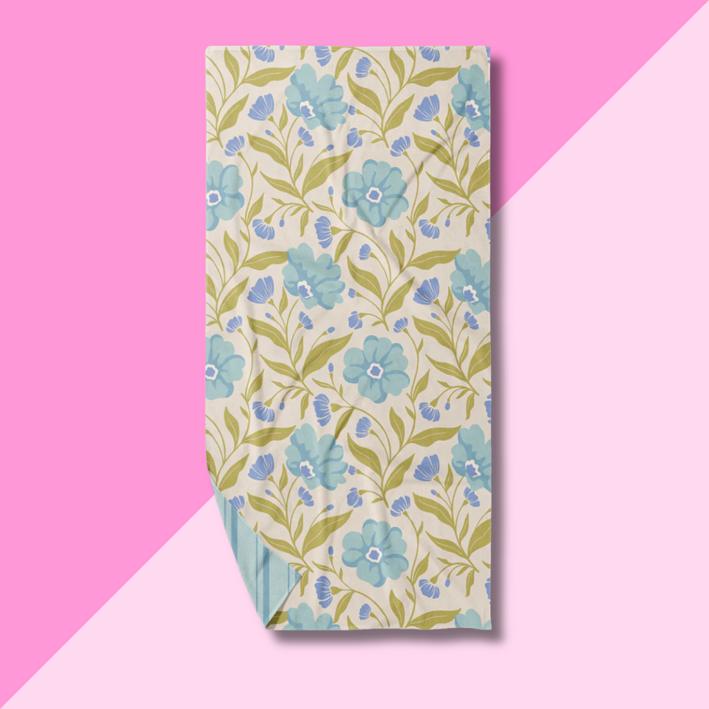 XL Quick-Dry Towel - Poppin Petals Aqua