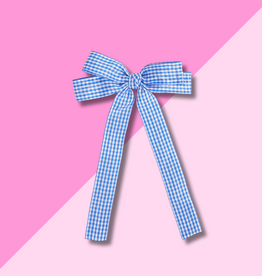 Hair Bow - Gingham Blue