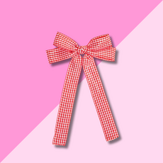 Hair Bow - Gingham Red