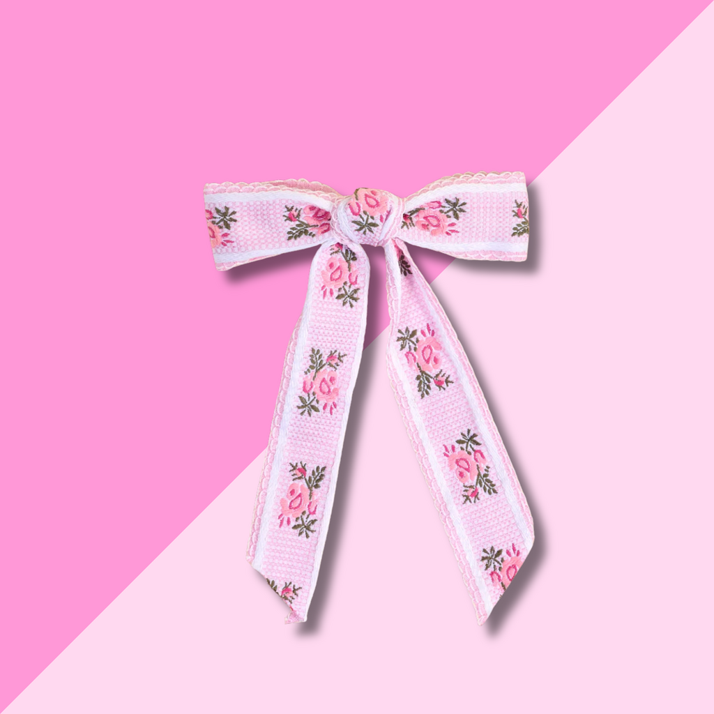 Hair Bow - Rosette Pink