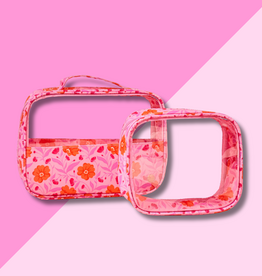 Cosmetic Bag Set - Poppin Petals Hot Pink