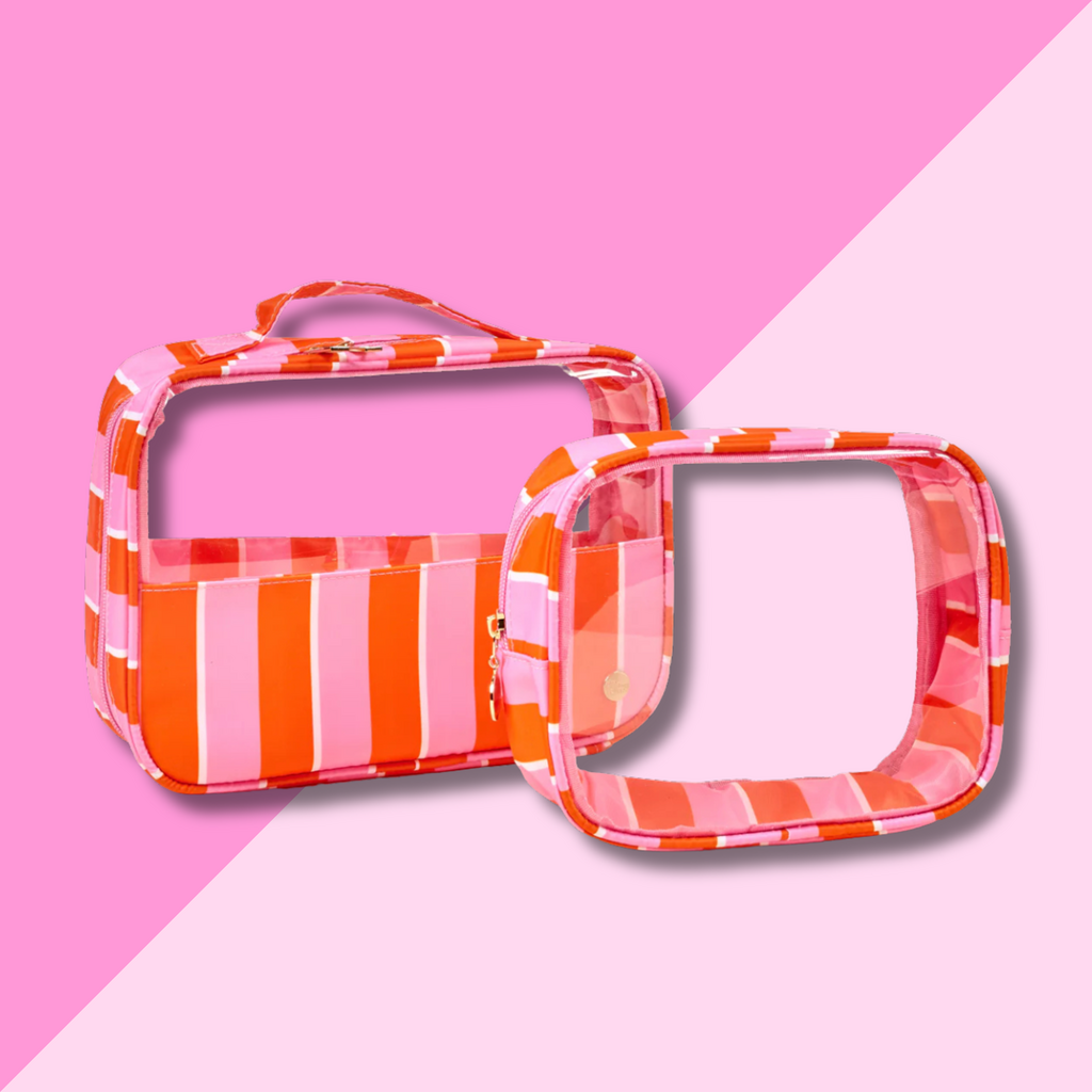 Cosmetic Bag Set - Sicily Stripes Pink