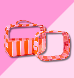 Cosmetic Bag Set - Sicily Stripes Pink