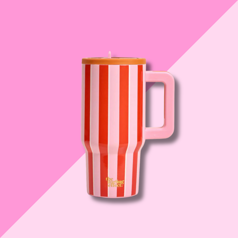 20oz Flip Straw Tumbler - Sicily Stripes Pink