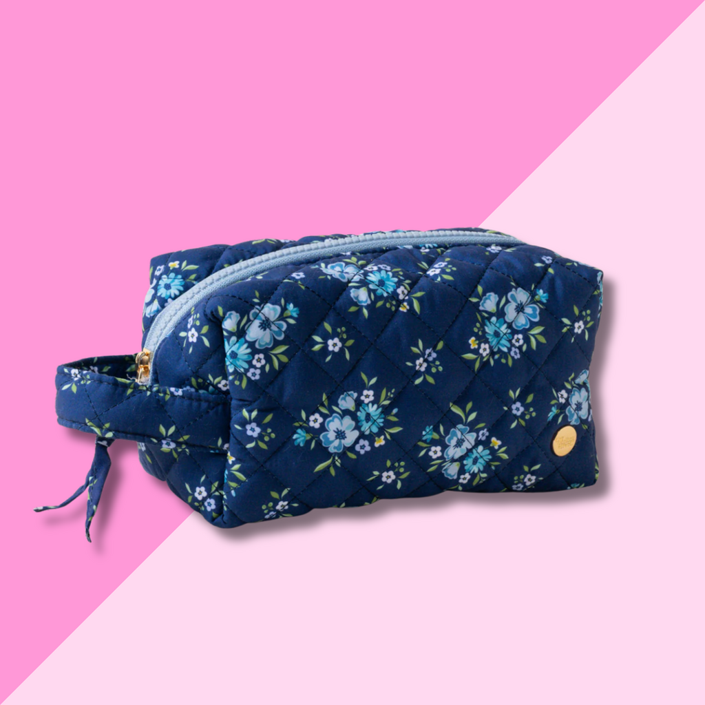 Quilted Cosmetic Pouch - Endless Daydream Navy