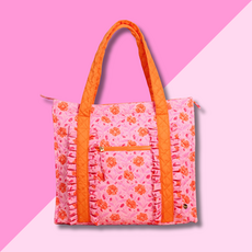 Quilted Tote Bag - Poppin Petals Hot Pink