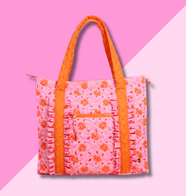 Quilted Tote Bag - Poppin Petals Hot Pink