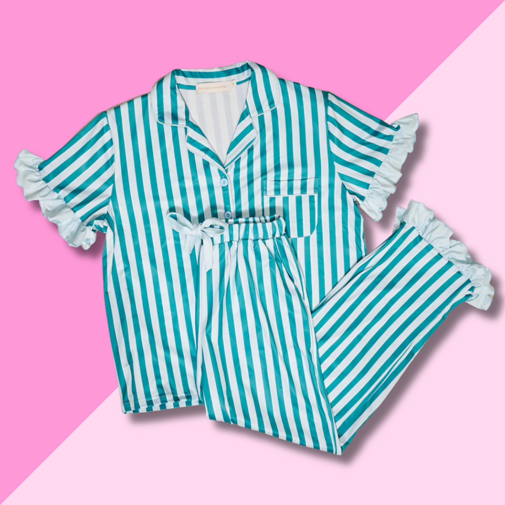 Sicily Stripes Teal PJ Pants Set - XL