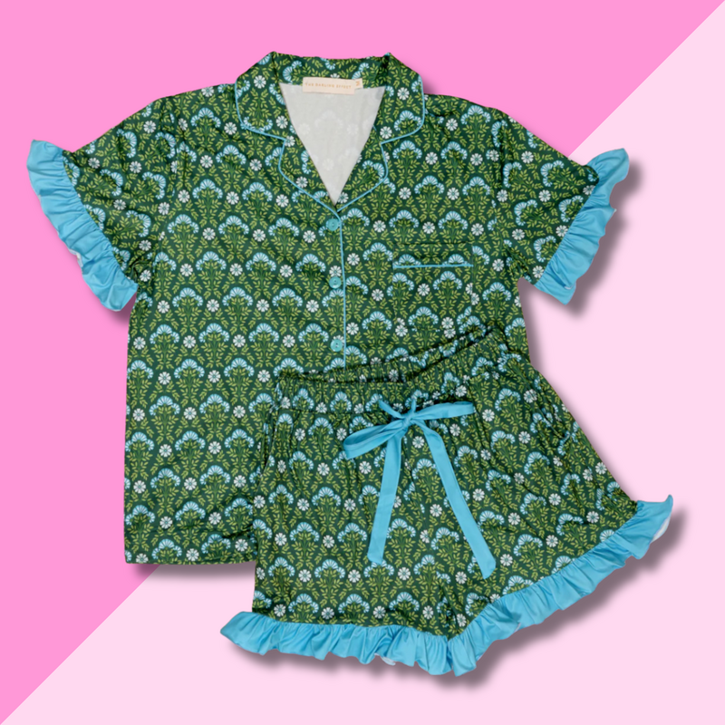 Everbloom Forest Green PJ Shorts Set - L