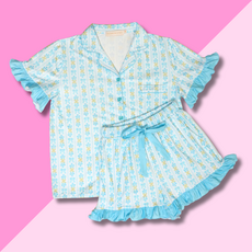 Oh So Fancy Blue PJ Shorts Set - S