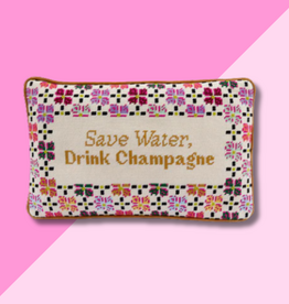 Drink Champagne Needlepoint Pillow