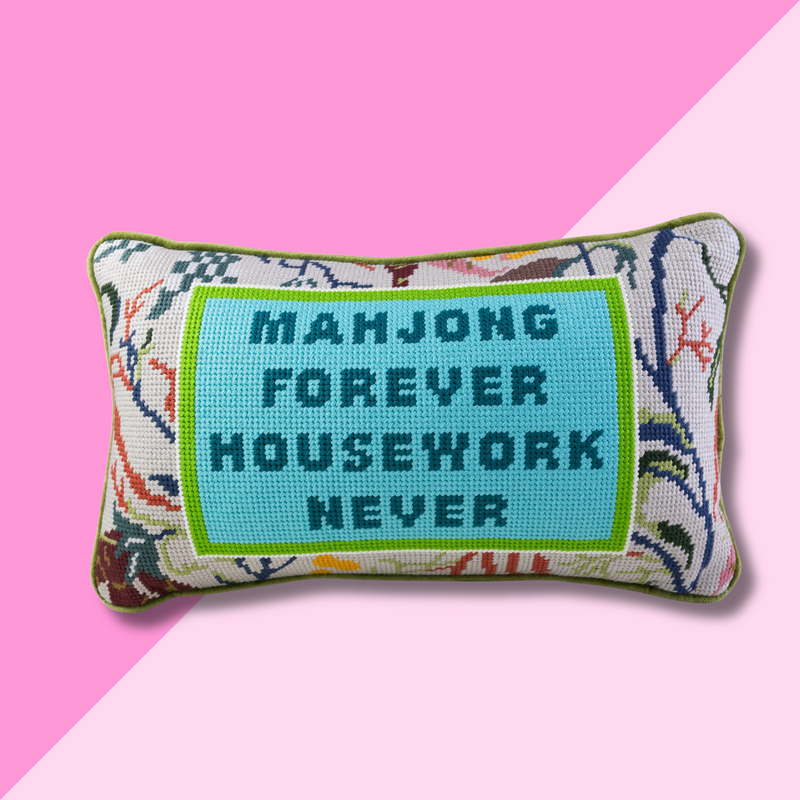 Mahjong Needlepoint Pillow