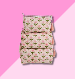 Pink Mona Blockprint Makeup Bag