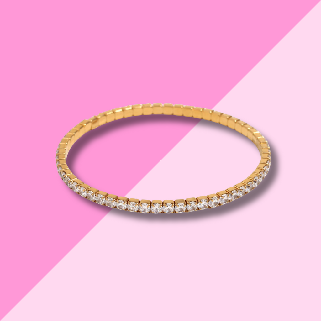 Hjane Jewels 3mm Stretchy Tennis Bracelet - Gold