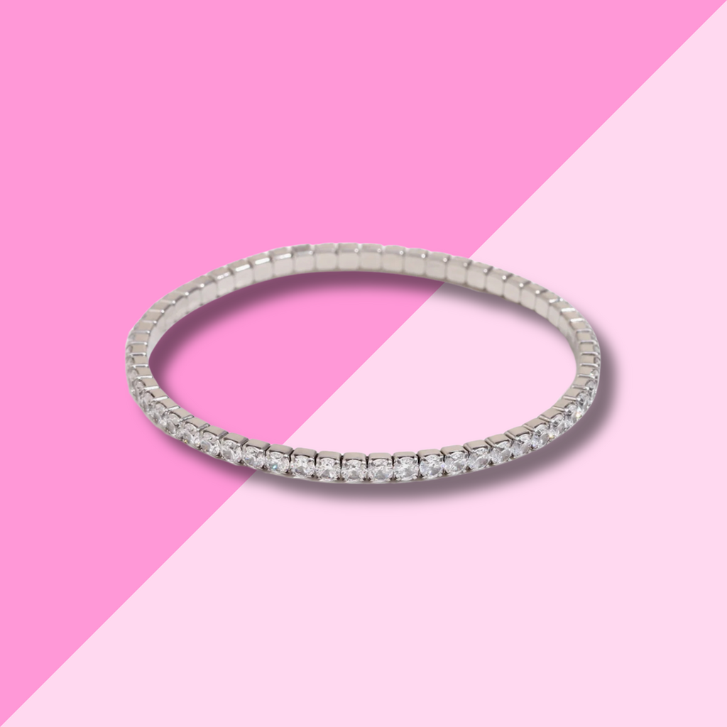 Hjane Jewels 3mm Stretchy Tennis Bracelet - Silver