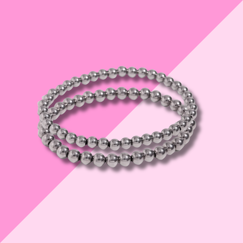 Hjane Jewels M/L Silver Beaded Bracelet Stack