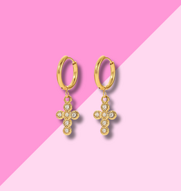 Hjane Jewels Pave Cross Huggies