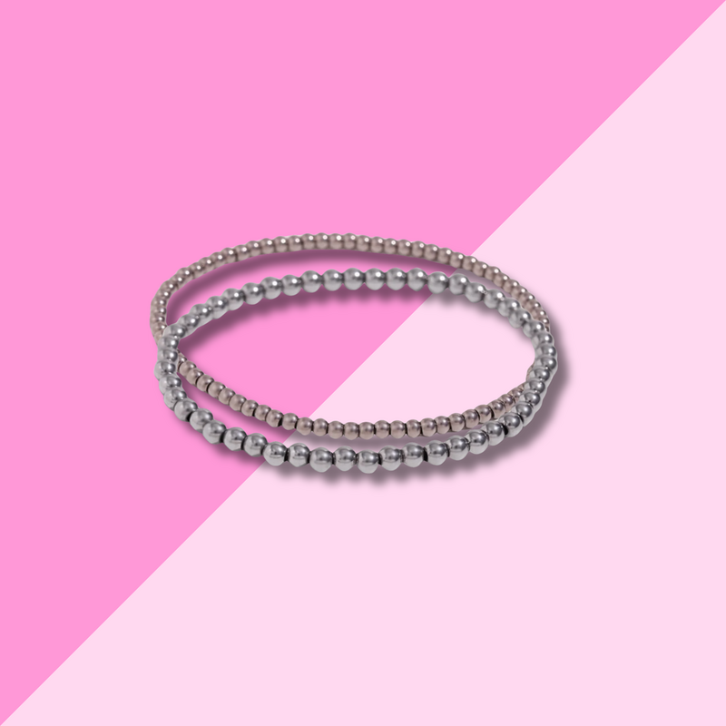 Hjane Jewels S/M Silver Beaded Bracelet Stack