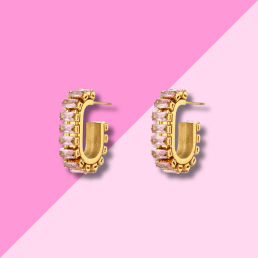 Hjane Jewels Baguette Earring Pink