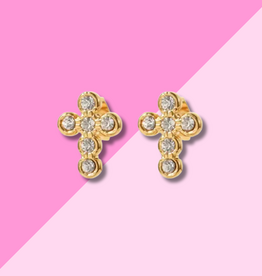Hjane Jewels Pave Cross Studs