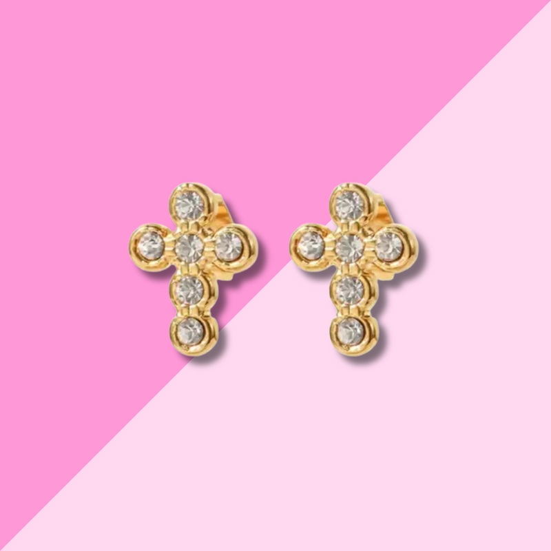 Hjane Jewels Pave Cross Studs