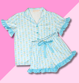 Oh So Fancy Blue PJ Shorts Set