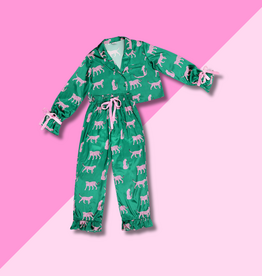 Green Cheetah Cropped Pant PJ Set