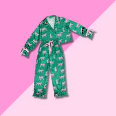 Green Cheetah Cropped Pant PJ Set
