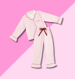 Bella Sleep & Spa Full Length White & Light Pink Stripes PJ Set
