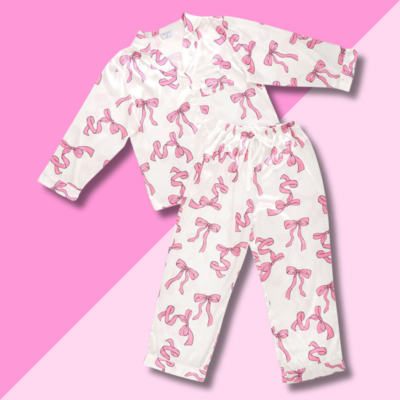 Bella Sleep & Spa Pink Bows Long Sleeve PJ Set