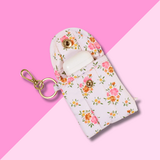 Puffy Earbud Case Keychain - Cream Floral