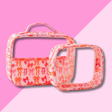 Clear Cosmetic Bag- Blushing Bows