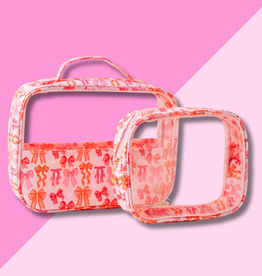 Clear Cosmetic Bag- Blushing Bows