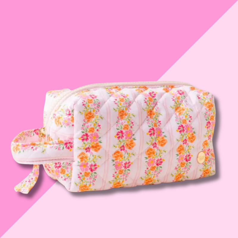 Essentials Quilted Cosmetic Pouch- Petal Parade Pink