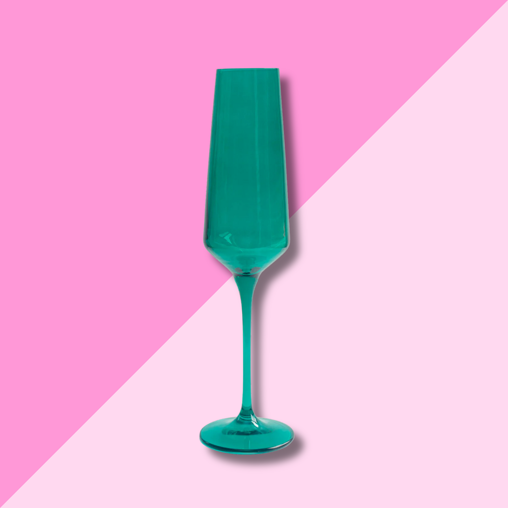 Estelle Colored Glass Emerald Green Champagne Flute